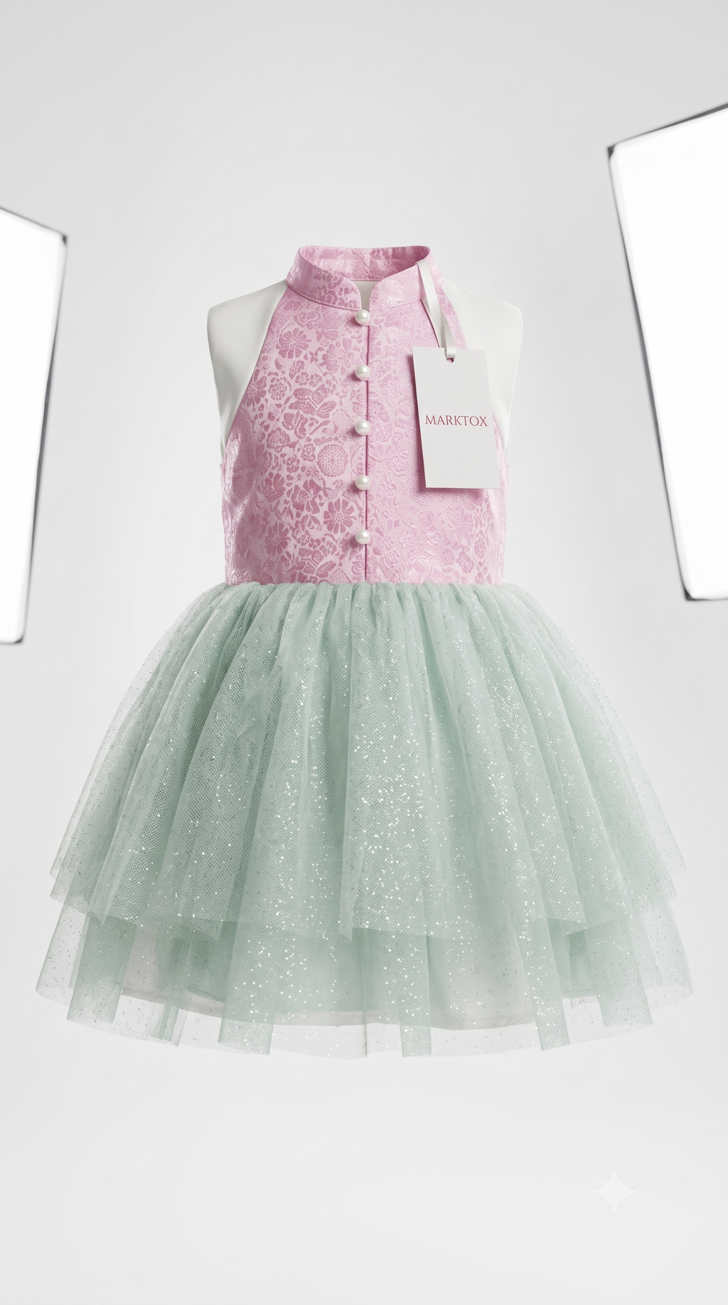 Marktox girls' glitter tulle princess dress with jacquard bodice and mint green skirt, sizes 2T to 6T