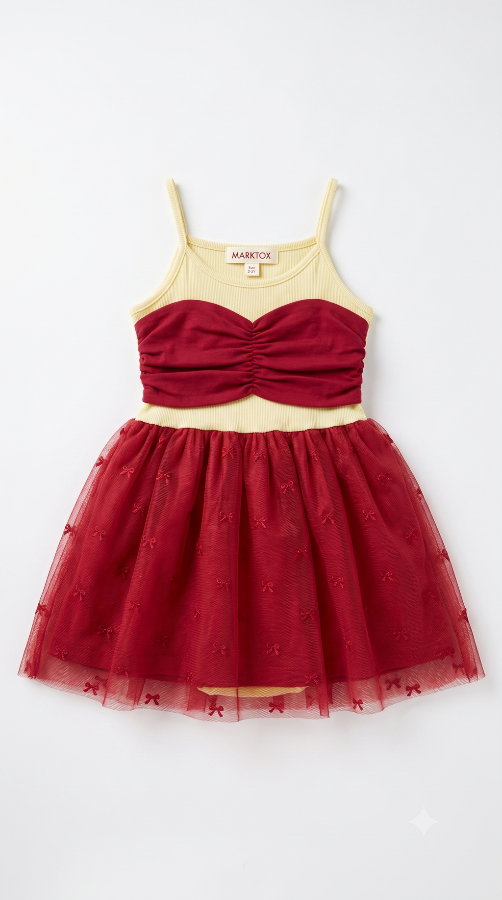 Marktox girls' red ribbed bow tulle dress, sizes 2T to 6T