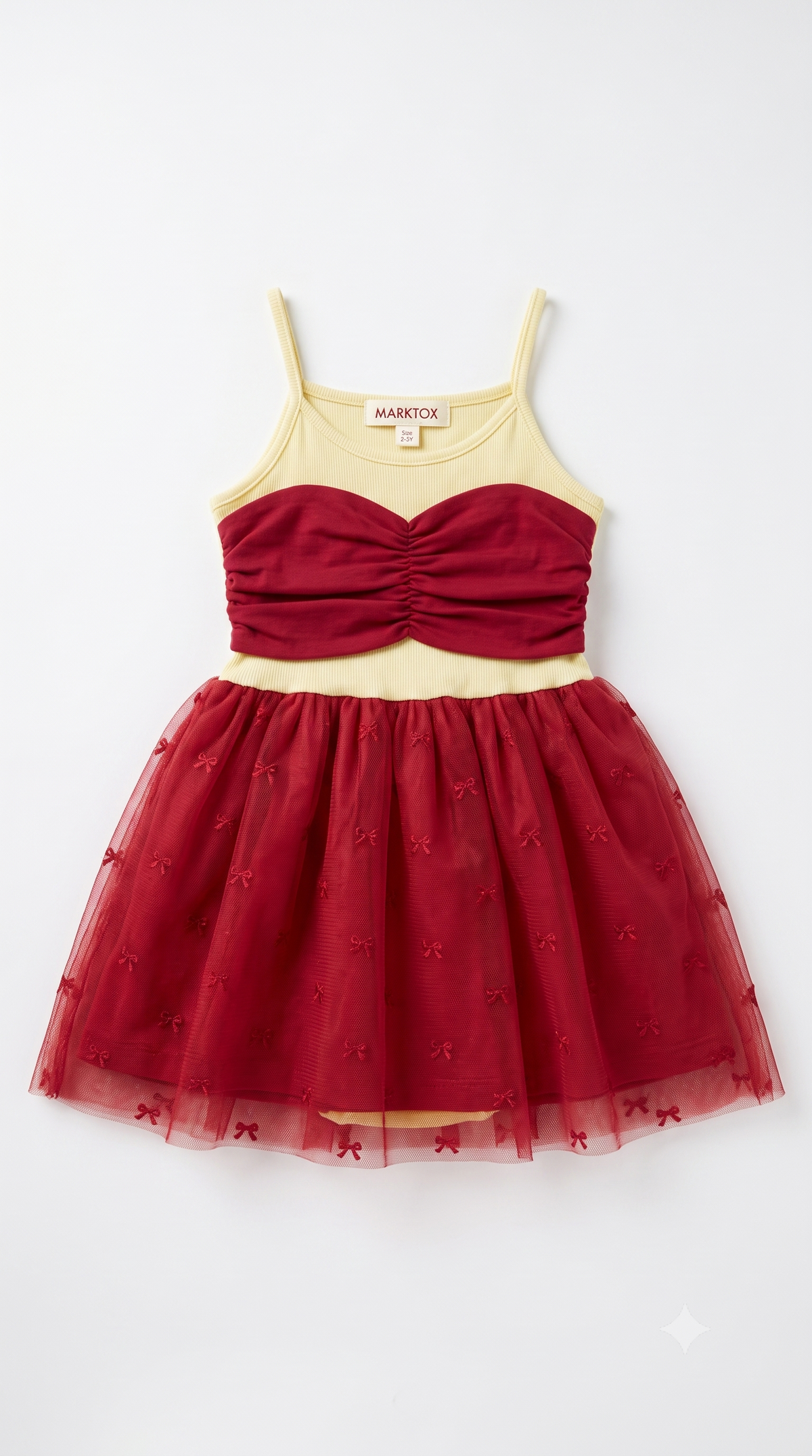 Marktox girls' red ribbed bow tulle dress, sizes 2T to 6T