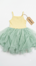 Marktox girls' ribbed glitter tulle dress in pastel green, sizes 2T to 6T