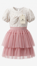 Marktox girls' white and pink birthday gown for special occasions, sizes 2T to 6T