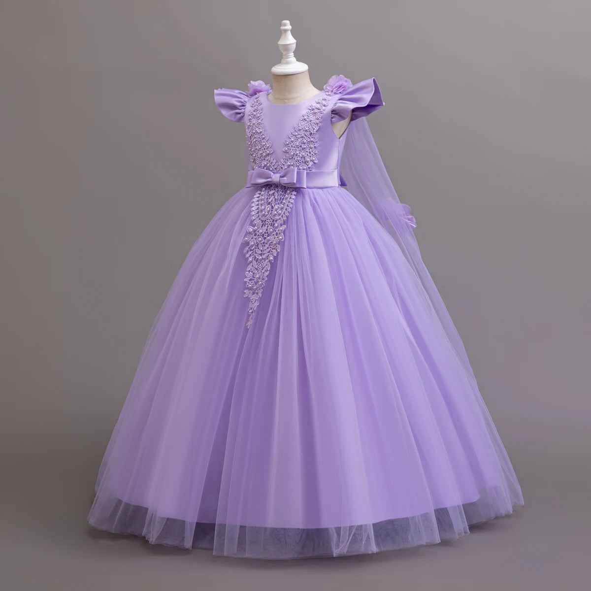 Ceremony Collection Floor-Length Lace Bodice Gown for Girls