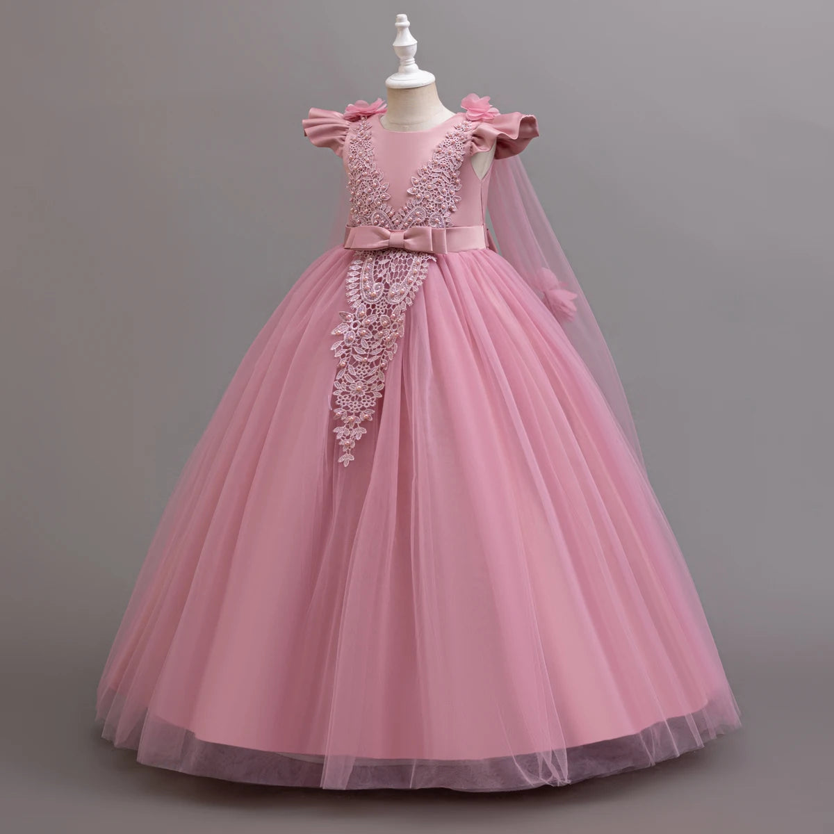 Ceremony Collection Floor-Length Lace Bodice Gown for Girls