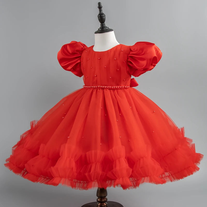 Ceremony Collection Puff-Sleeve Tulle Dress for Girls