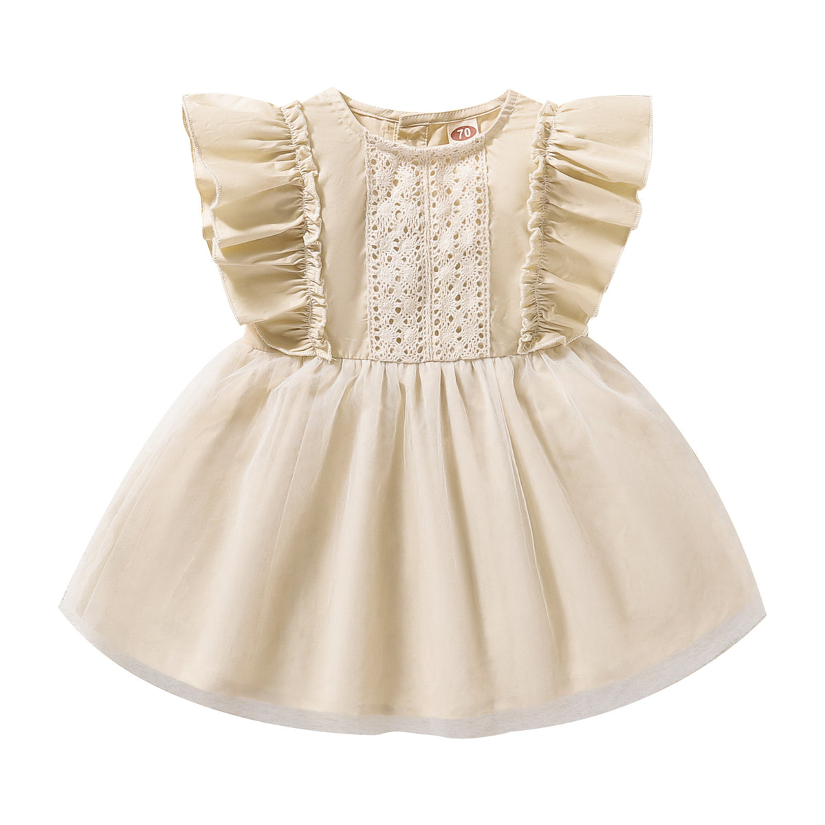 Back view of the Marktox girls' apricot cotton summer dress
